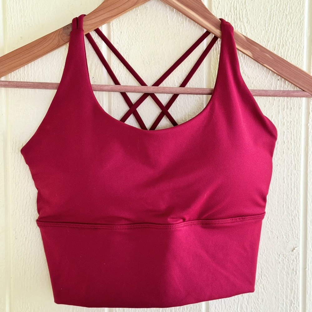 New Dark Red Crossback Sports Yoga Bra